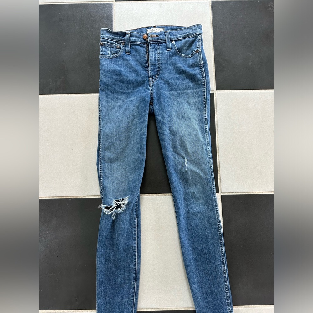 Madewell Jeans, 10inch high rise skinny jeans, Drop-step hem